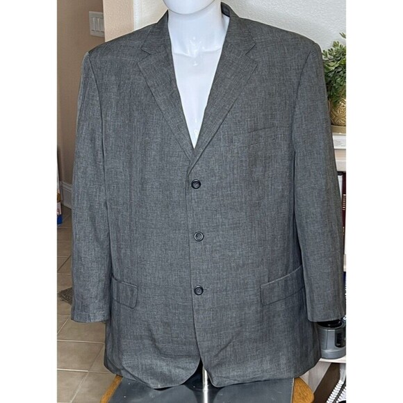 Mazzoni Mens Blazer Sport coat Jacket‎ 46R Gray Herringbone - Picture 1 of 13